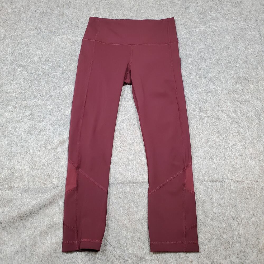 Lululemon Leggings Womens 4 Pace Rival High Rise Crop 22" Red Yoga Gym Run